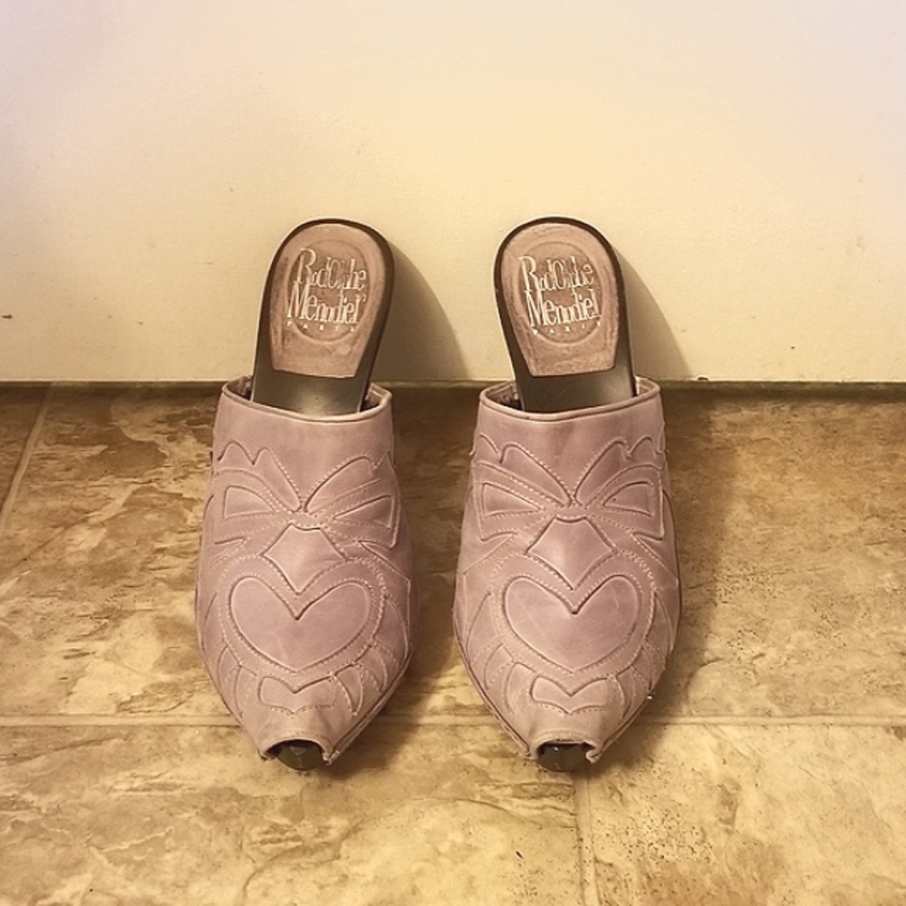 Rodolphe Menudier Lilac Pink Leather Clogs